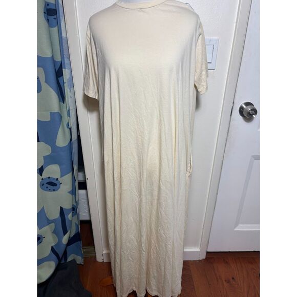 Demylee Sarah T shirt Dress Buttermilk Midi Small Oversized Minimalist Cotton - Picture 3 of 6